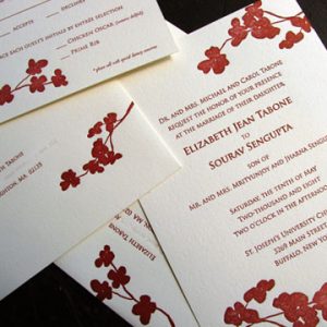 Elegant Floral Wedding Letterpress Invitation by French Press