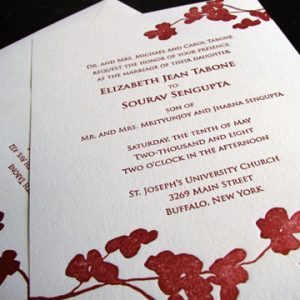 Elegant Floral Wedding Letterpress Invitation by French Press