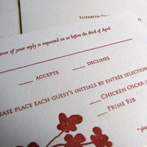 Elegant Floral Wedding Letterpress Invitation by French Press